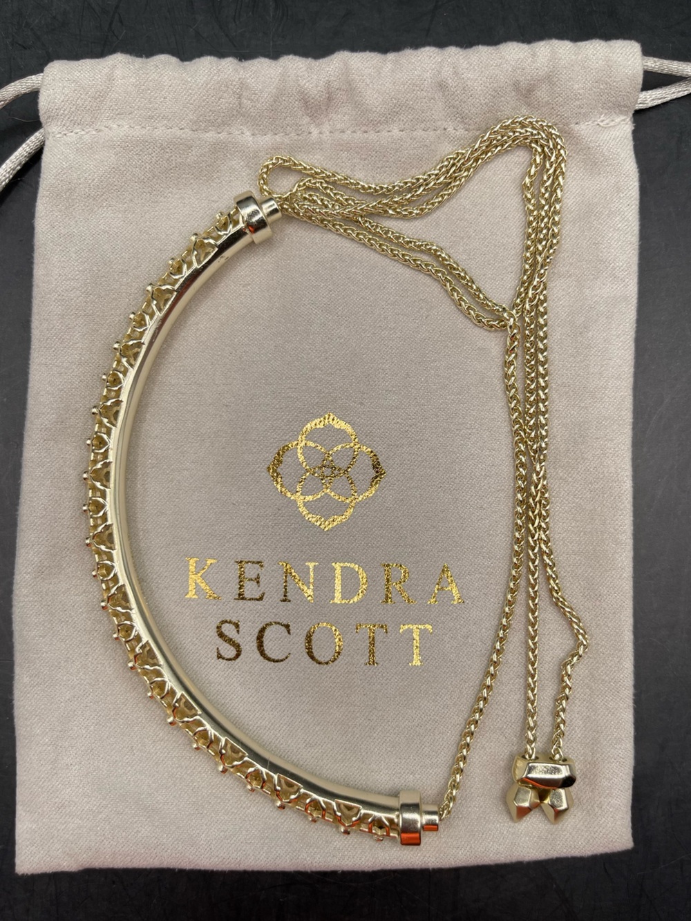 Kendra Scott "Lucy" Bar Necklace With Sliding Bolo-Style Adjustment with Dusty